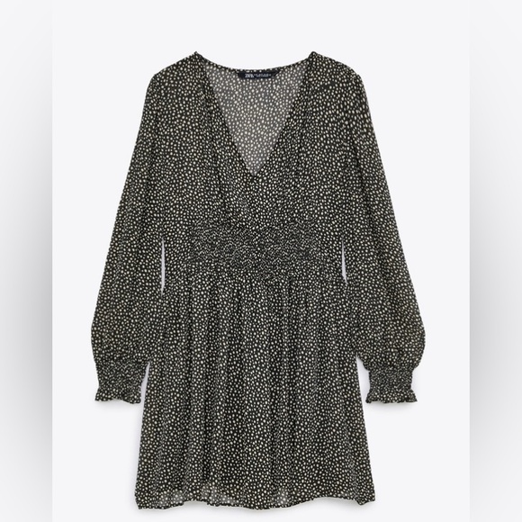 Zara Dresses & Skirts - ZARA BLACK/ BEIGE PRINT DRESS